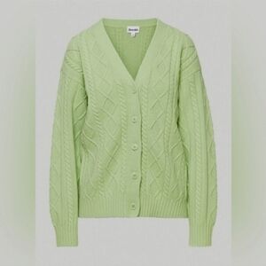 Aritzia Sunday Best Lamora Cable Knit Cardigan Oversize Sz 2XS Fisherman Preppy